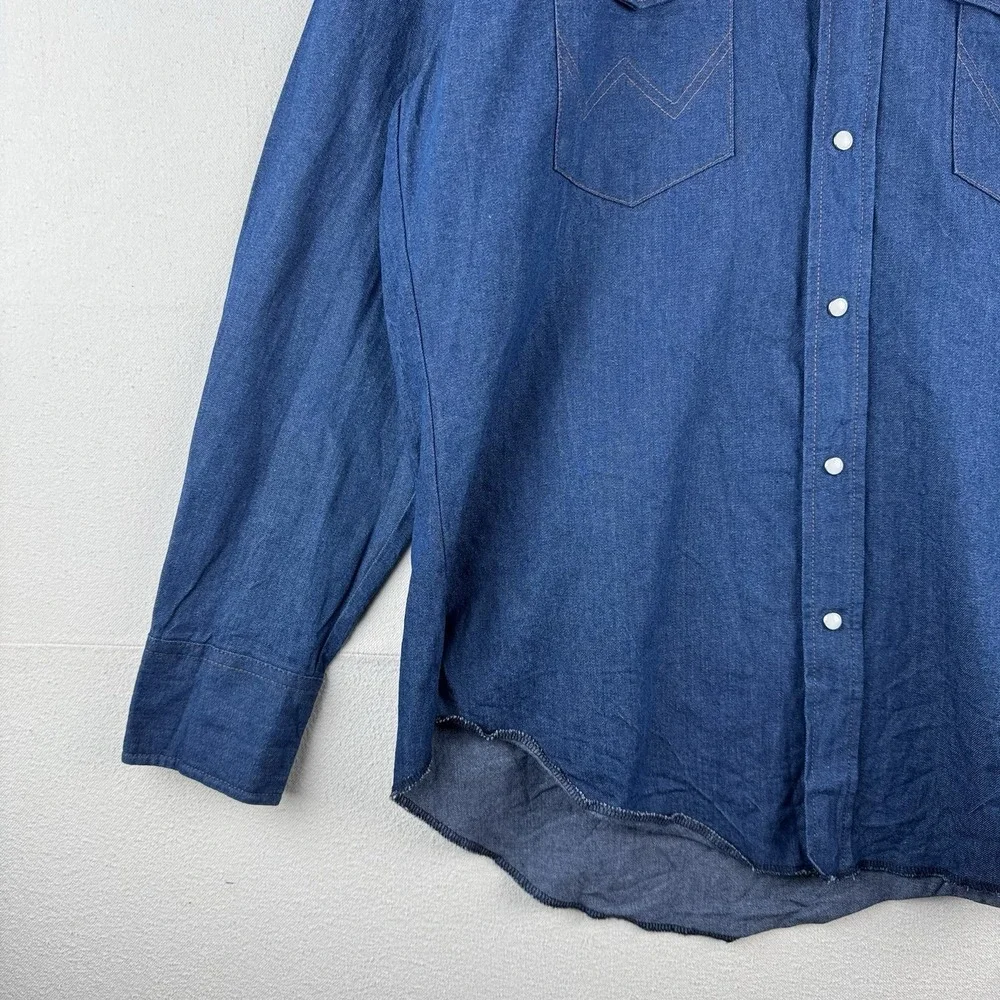 Vtg Wrangler Western Denim Pearl Snap Men's Large Embroidered Speed‎ Limit